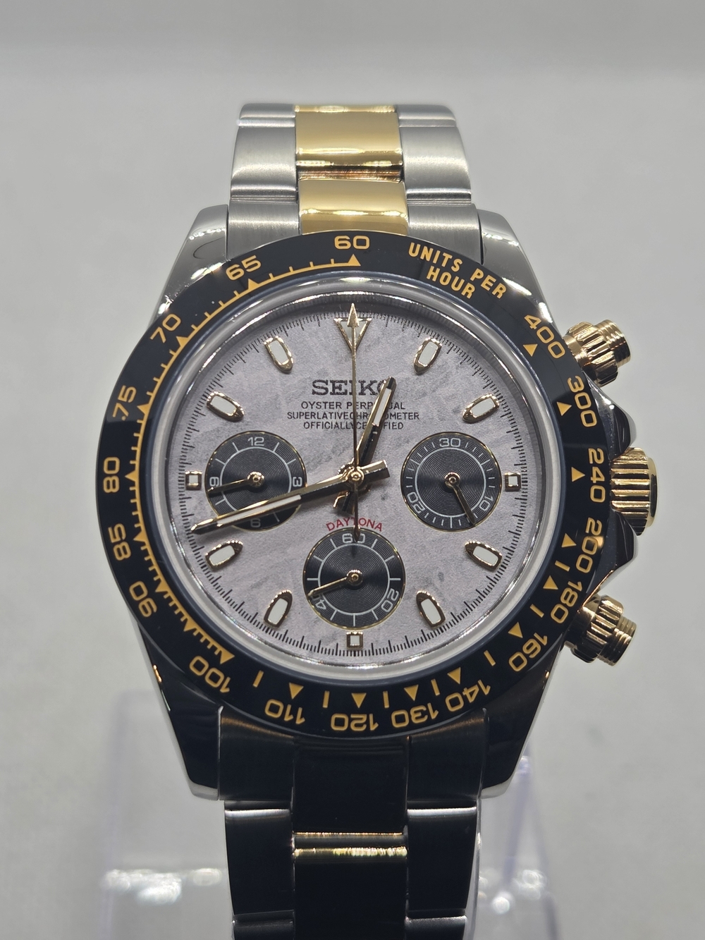 Custom Seiko Mod VK63 Daytona Chronograph Meteorite Dial Two Tone